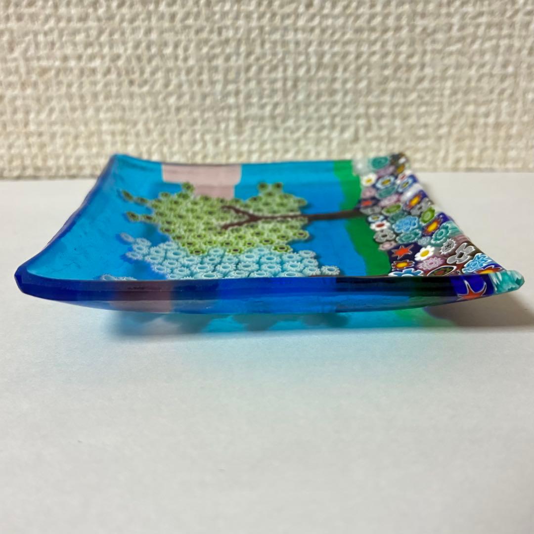 ベネチアンガラス ミルフィオリ プレート スクエア ガラス 豆皿 ムラーノ