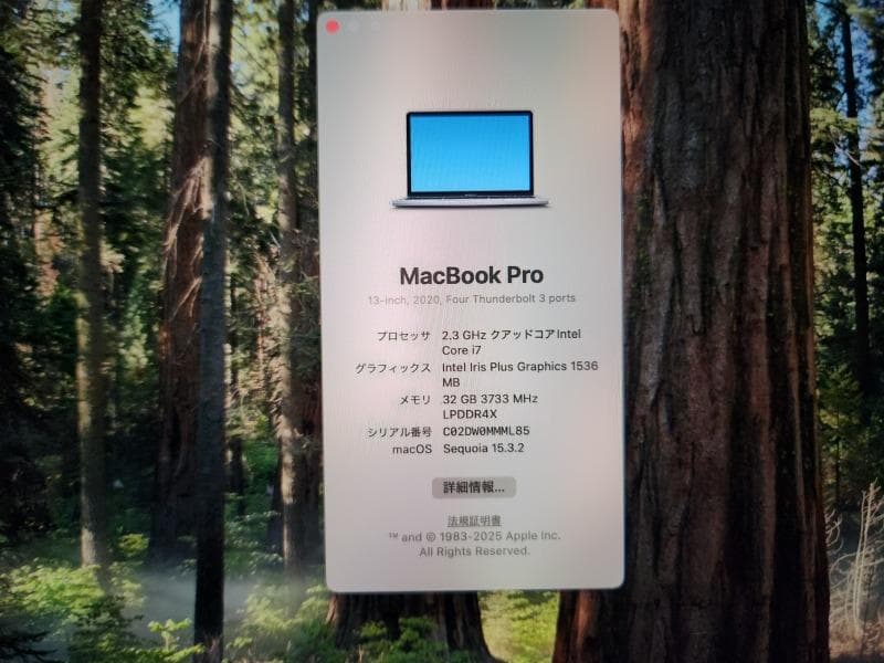 MacBook Pro 2020 i7 32GB 正常　マックブックプロ YR