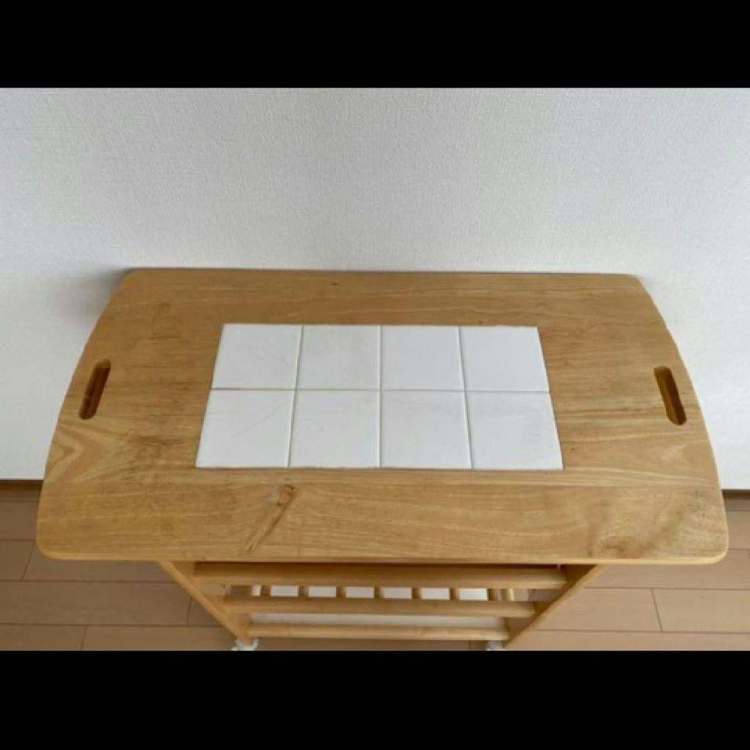 るりあるりあ✩ ニトリ 木製 キッチンワゴン 4段 キャスター付き