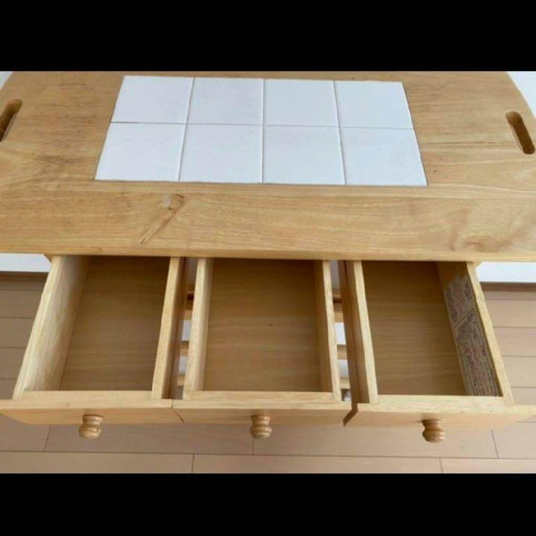 るりあるりあ✩ ニトリ 木製 キッチンワゴン 4段 キャスター付き