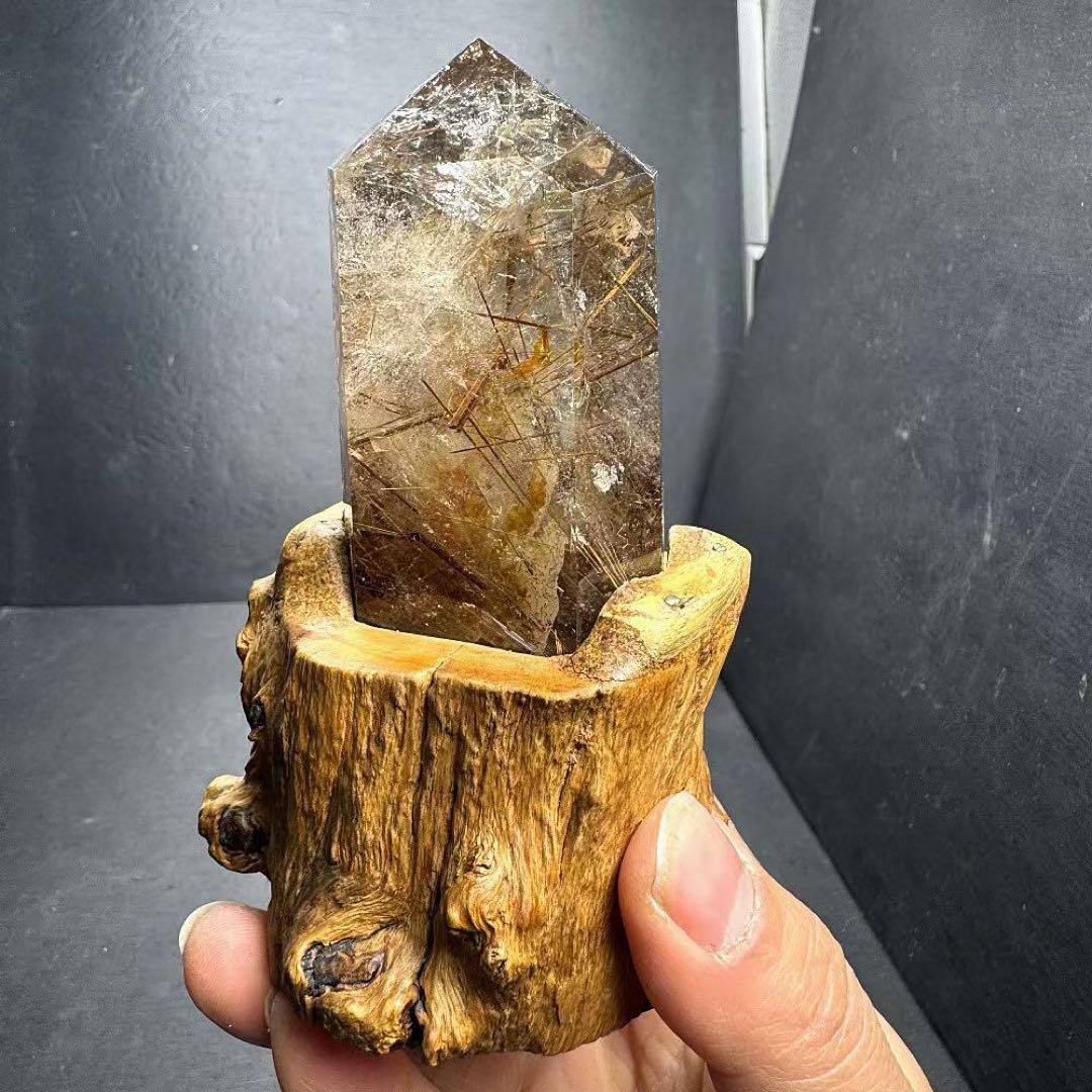 天然石ルチルクォーツのポイント　置物G.538