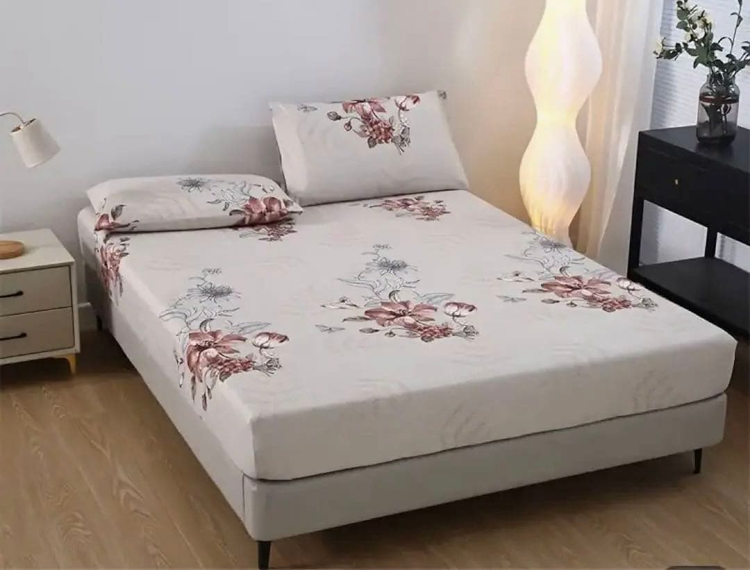 クイーンサイズ花柄シーツセット枕カバー付き