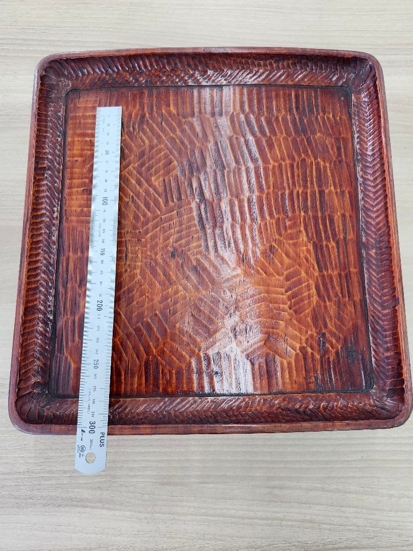 木製彫刻模様トレー5枚セット