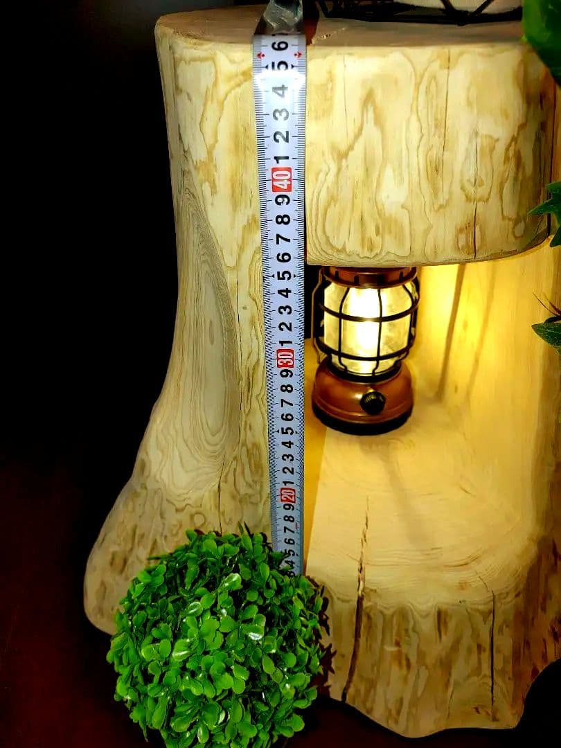 ①大型 切り株 ひのき くりぬき 親子 本立て 椅子 スツール テーブル 花台