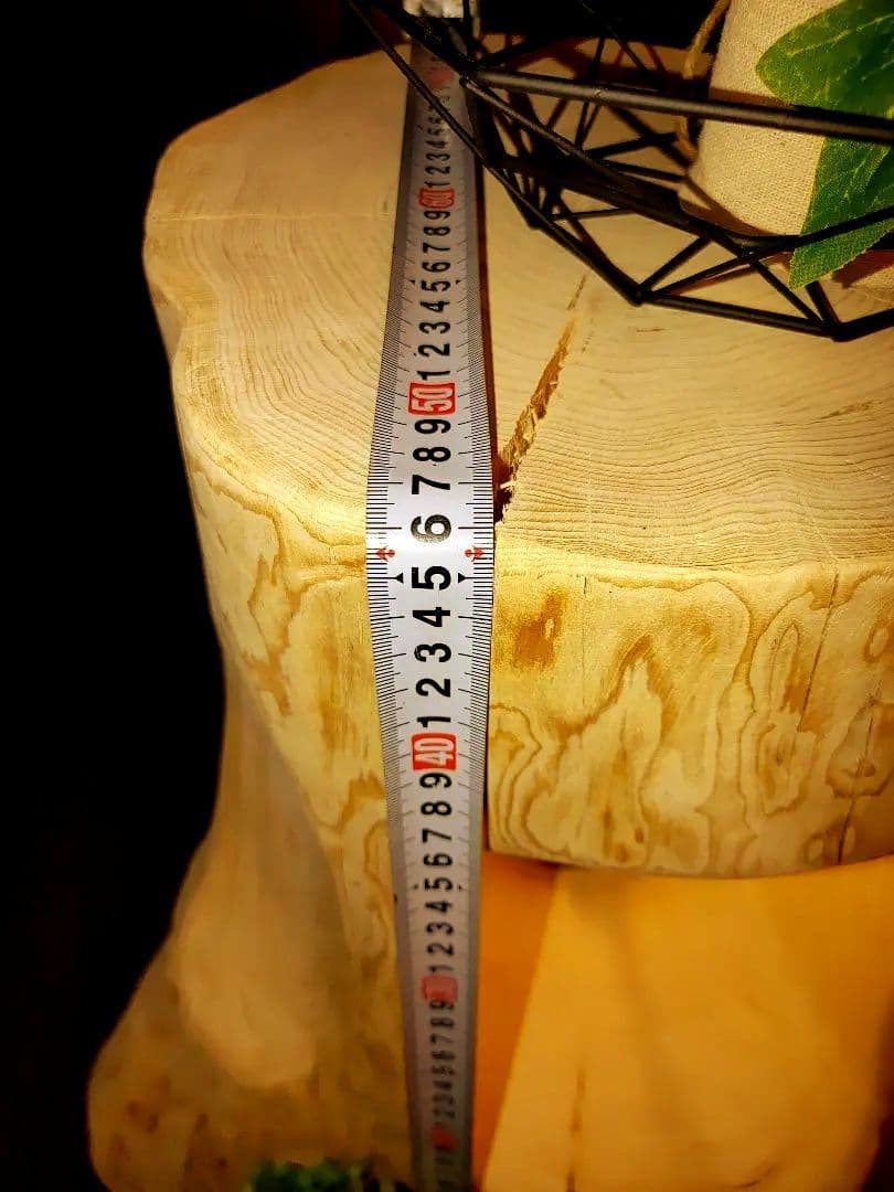 ①大型 切り株 ひのき くりぬき 親子 本立て 椅子 スツール テーブル 花台