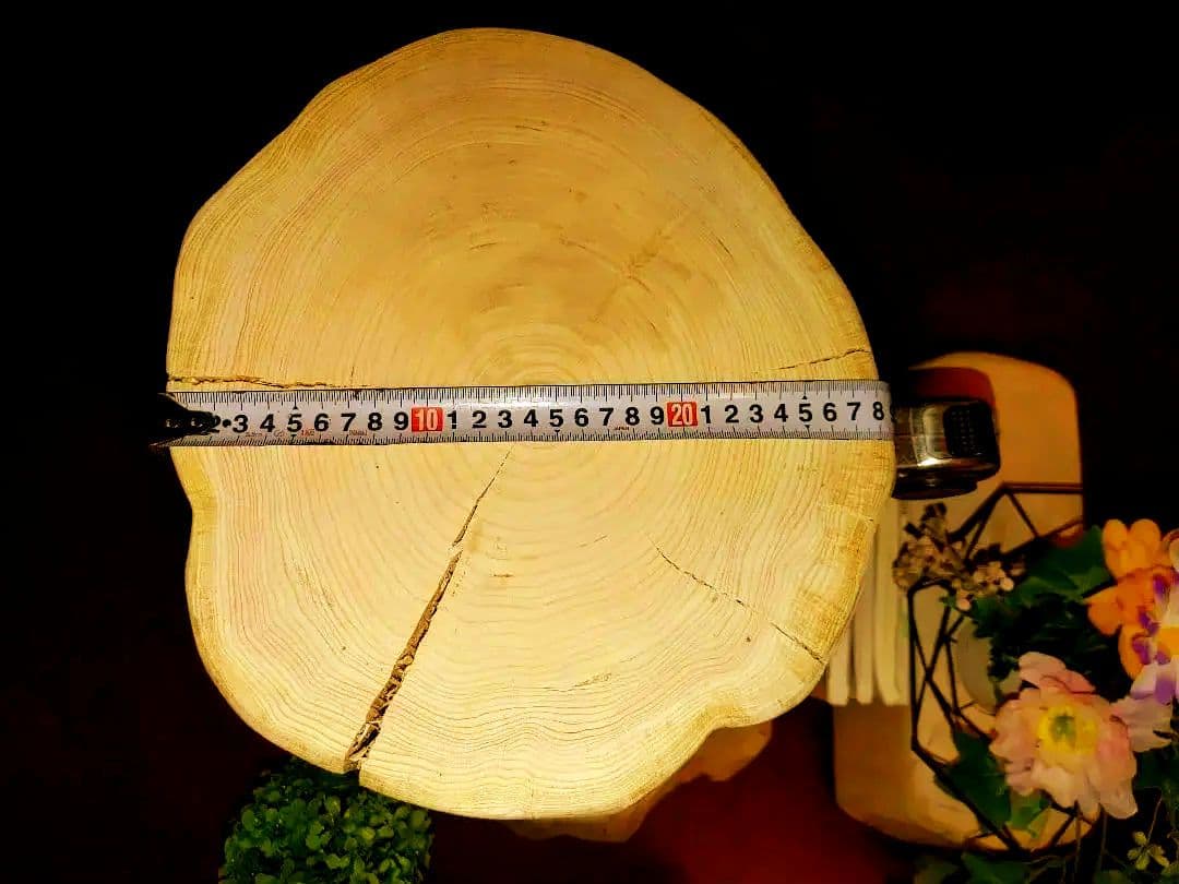 ①大型 切り株 ひのき くりぬき 親子 本立て 椅子 スツール テーブル 花台