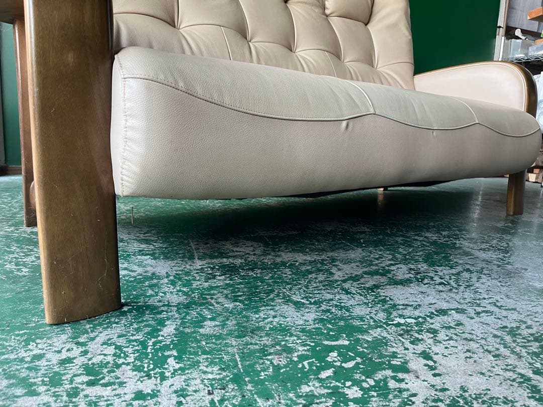 カリモク トリプルソファー インテリア アンティーク 3P レザー 家具