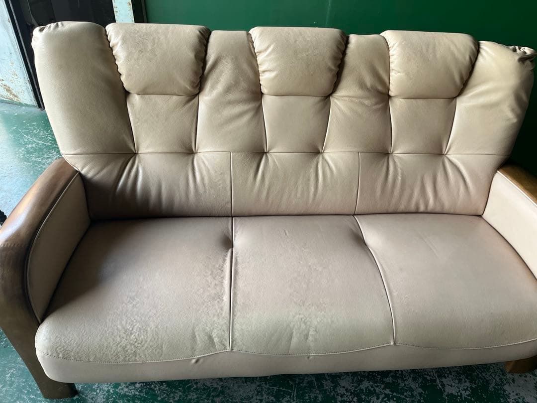 カリモク トリプルソファー インテリア アンティーク 3P レザー 家具