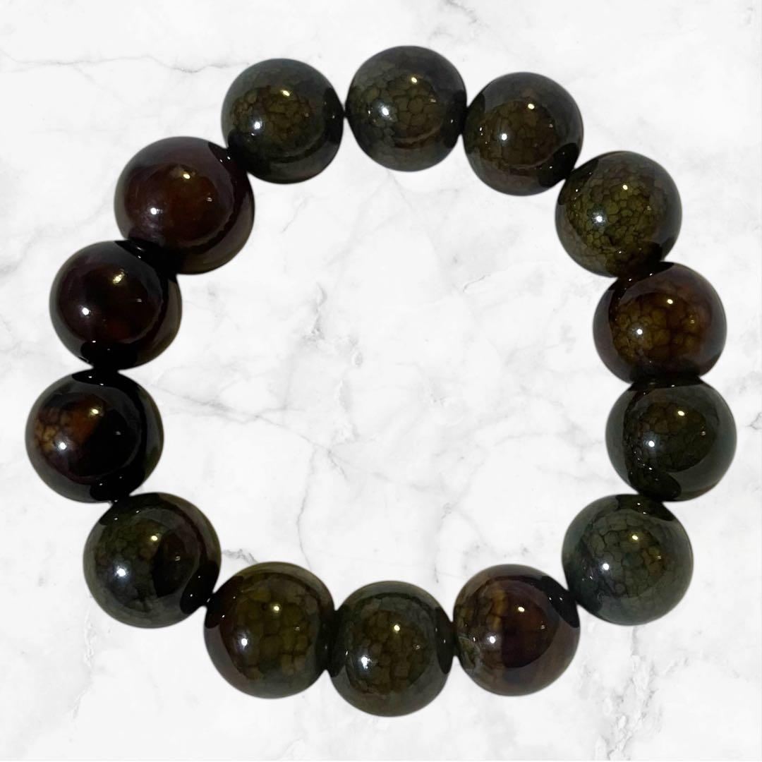 【内周17cm】最高級⭐︎ドラゴンアゲートブレスレット 13mm玉x14個