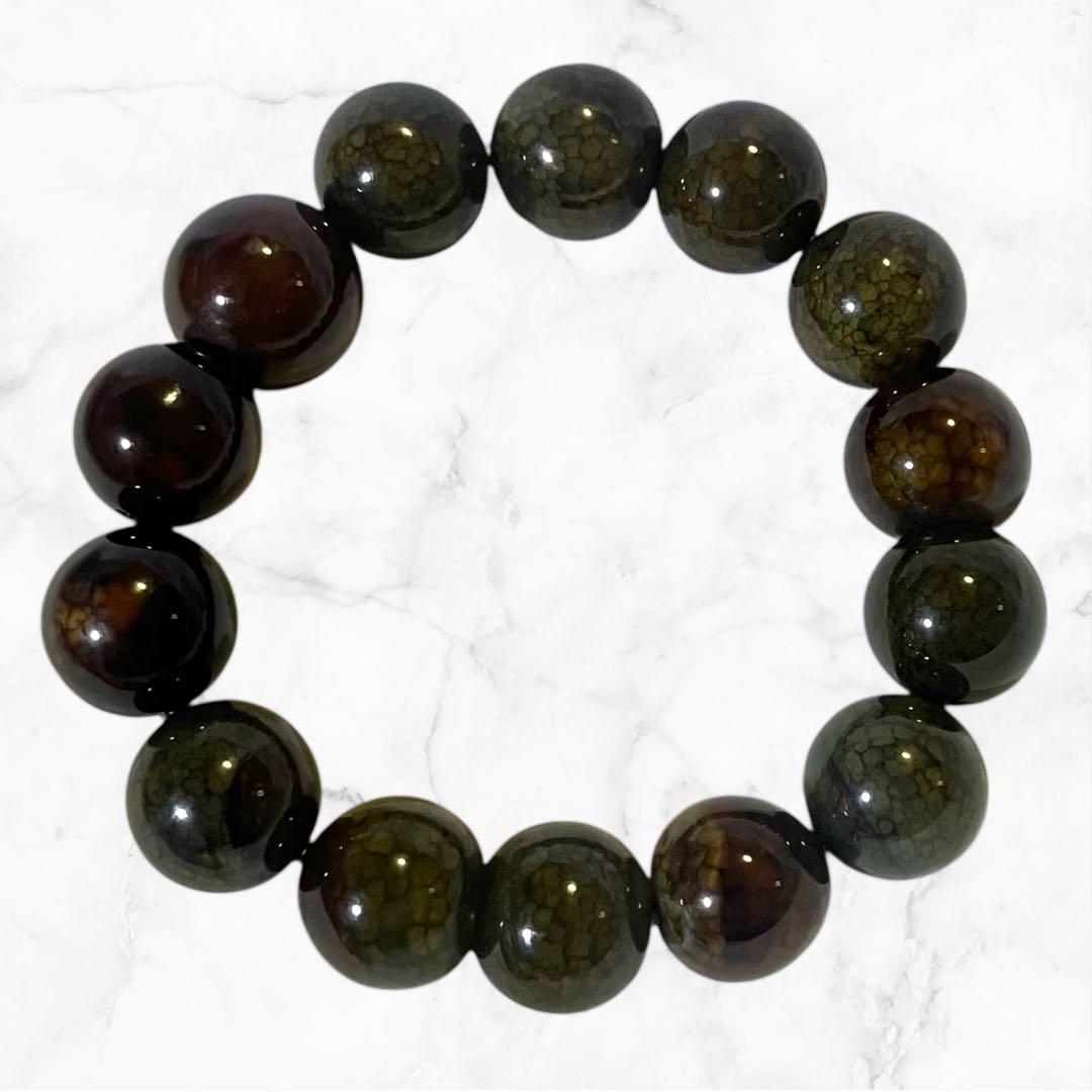 【内周17cm】最高級⭐︎ドラゴンアゲートブレスレット 13mm玉x14個