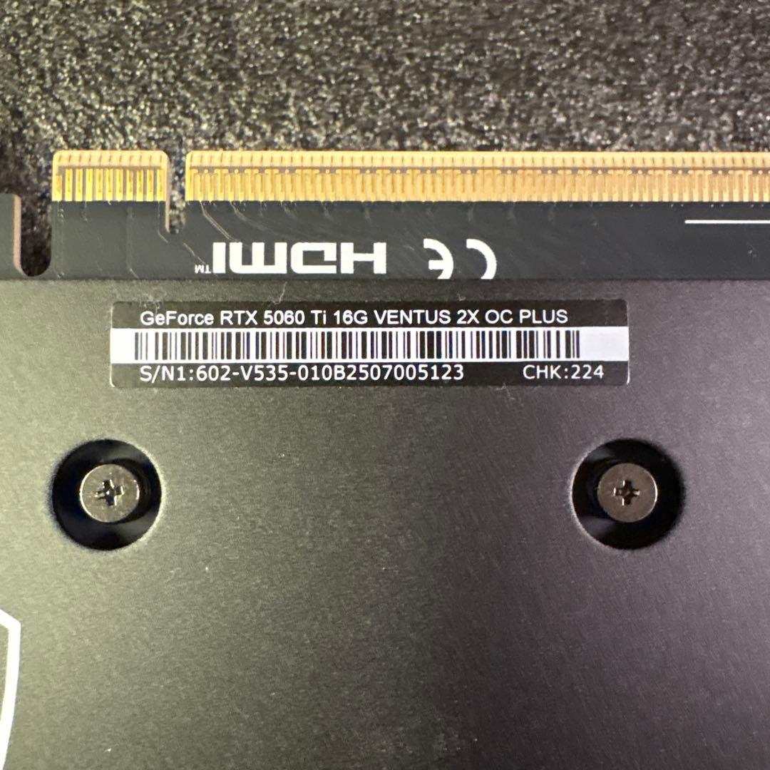 グラフィックボード・グラボ・ビデオカード GeForce RTX 5060Ti 16GB MSI VENTUS2X
