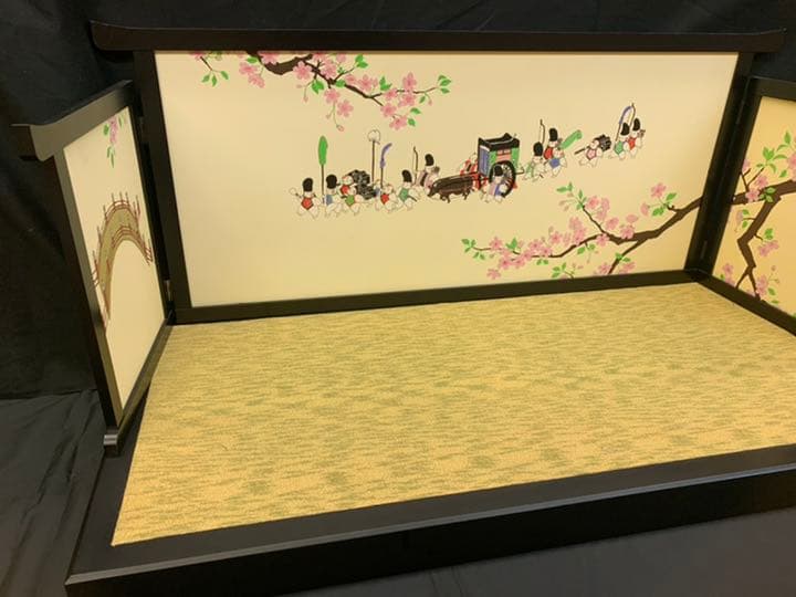 橋、桜、子供　屏風　飾り台　セット　雛人形