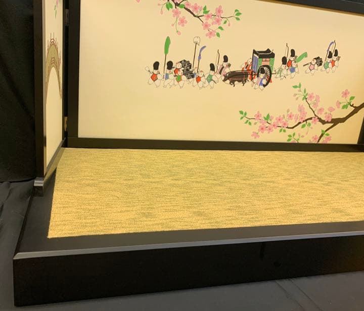 橋、桜、子供　屏風　飾り台　セット　雛人形