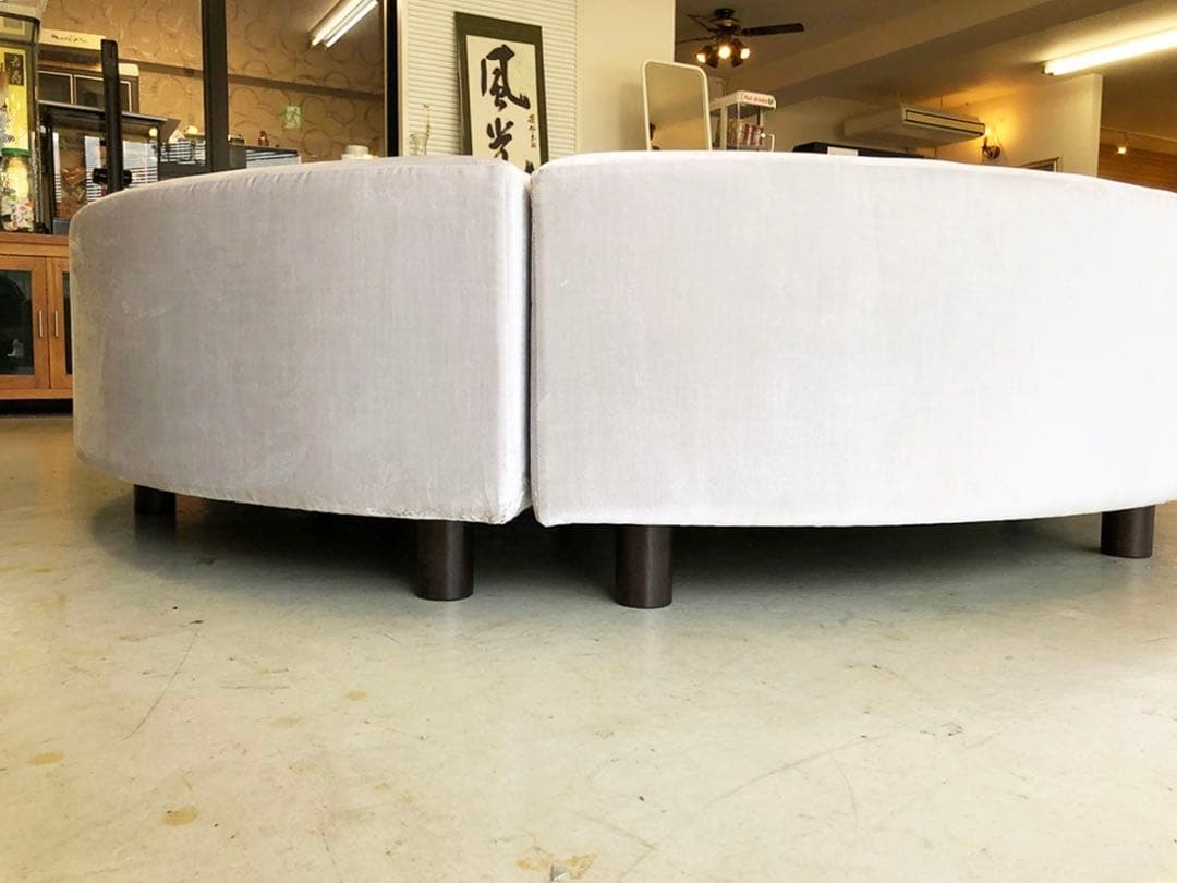 大型円形スツール180サイズ ADAL ファブリック調アイボリー 分割設置可能