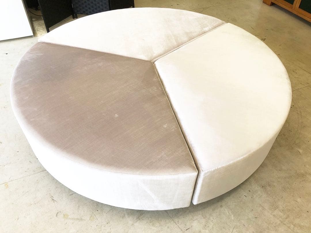 大型円形スツール180サイズ ADAL ファブリック調アイボリー 分割設置可能