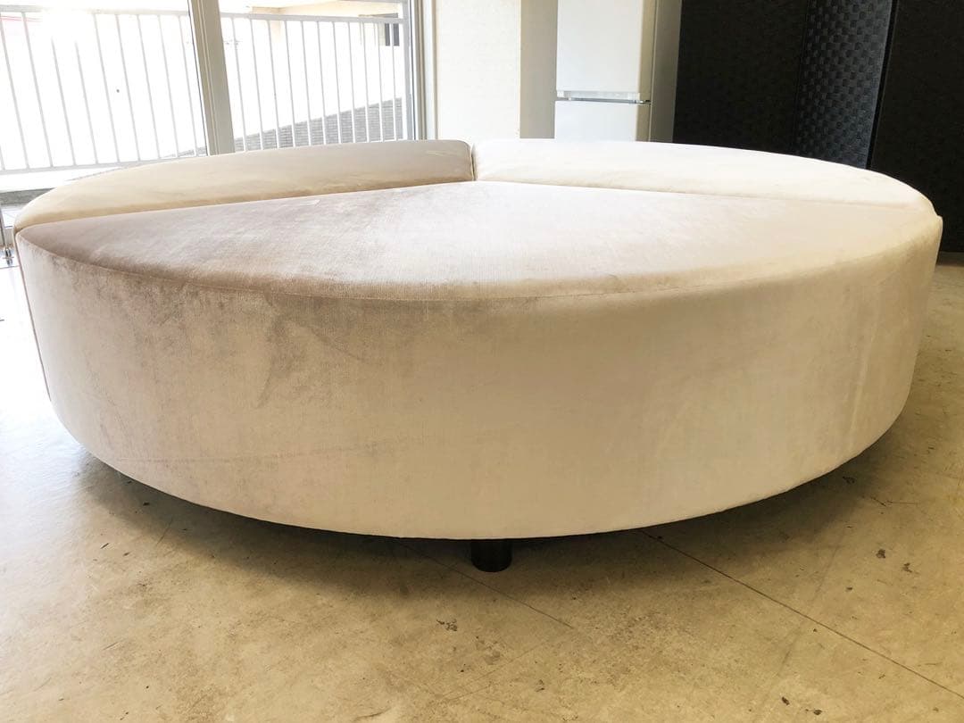 大型円形スツール180サイズ ADAL ファブリック調アイボリー 分割設置可能