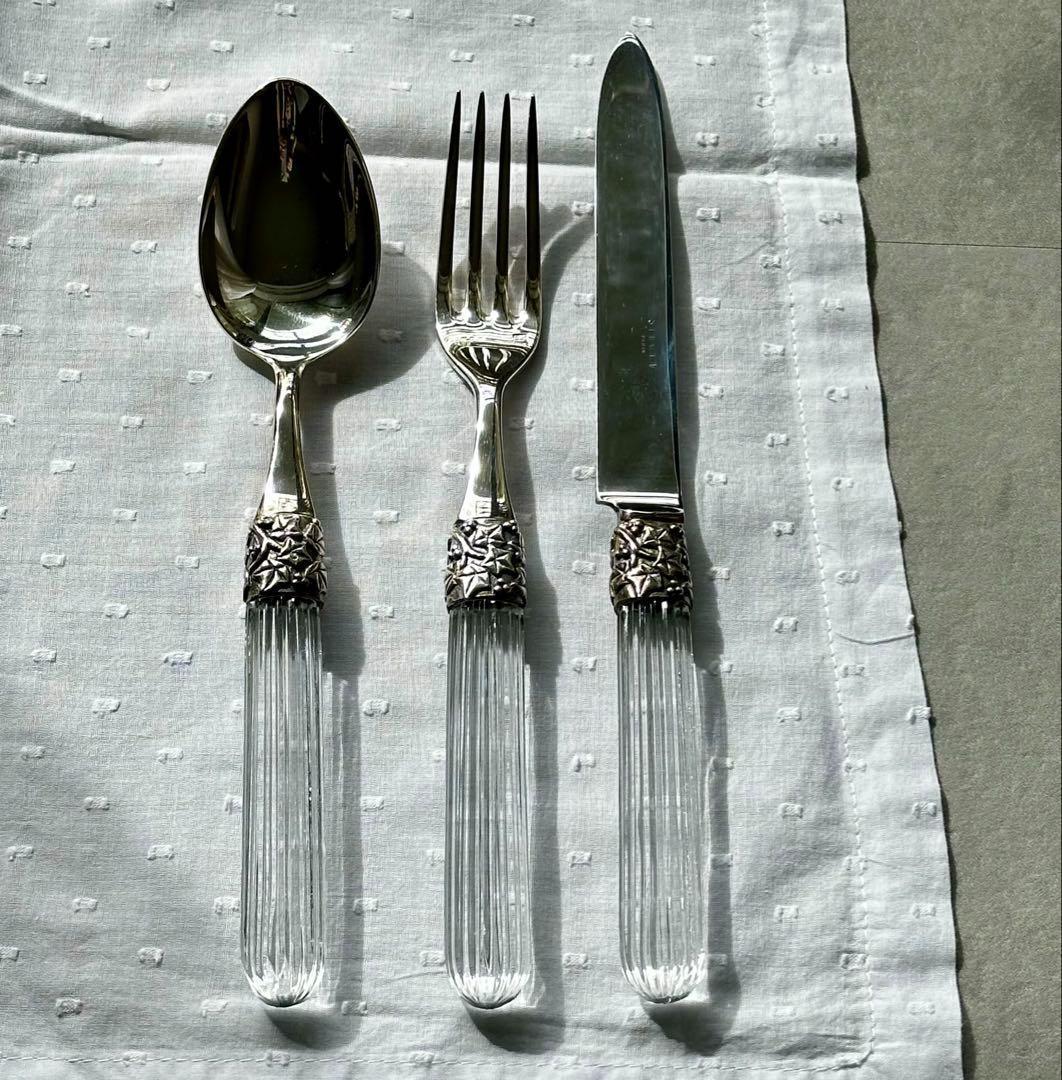 値下★パリ 高級カトラリー シエクル クリスタルハンドル 9本セット フランス製