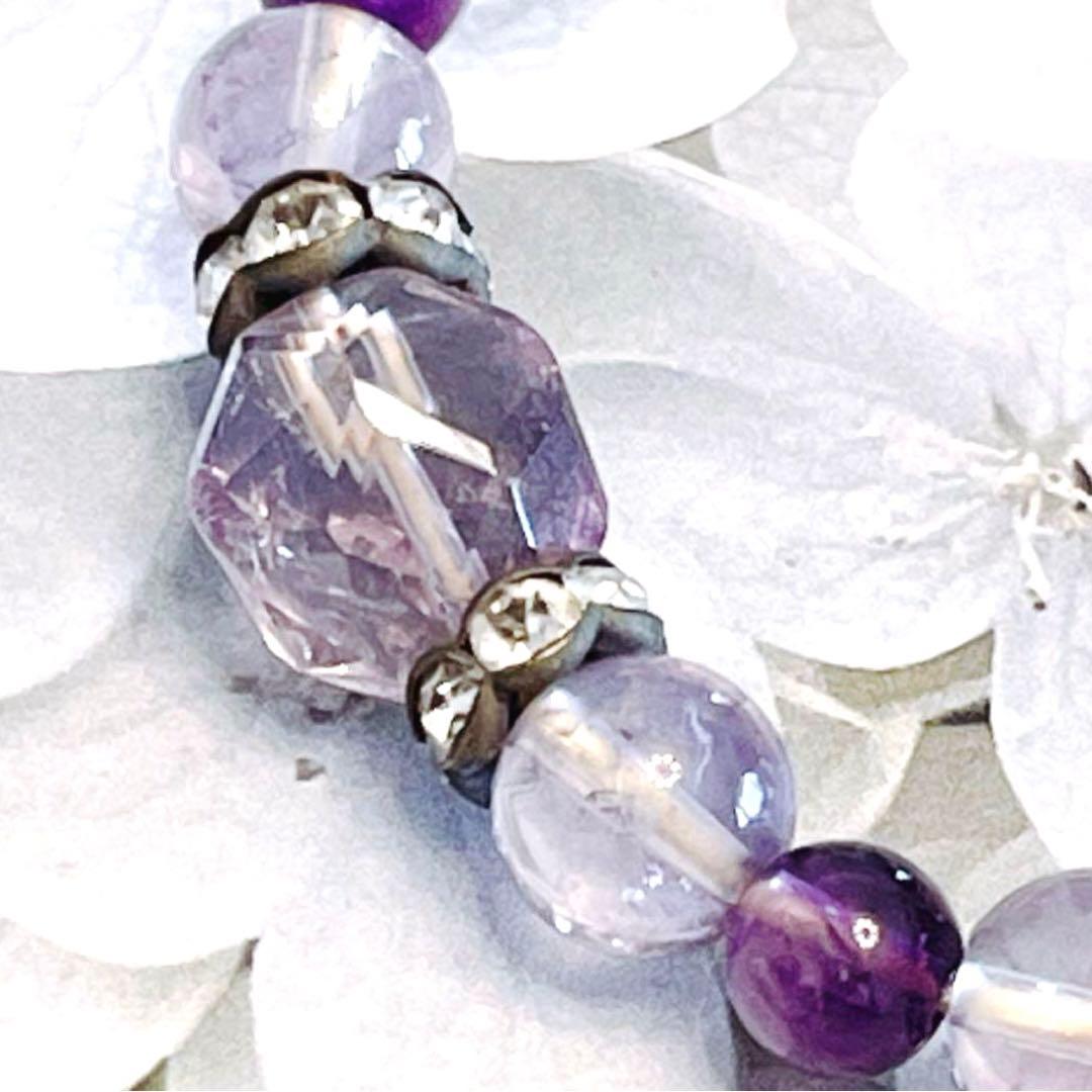ラベンダーアメジスト　天然石ブレスレット　パワーストーン　アメジスト　天然石