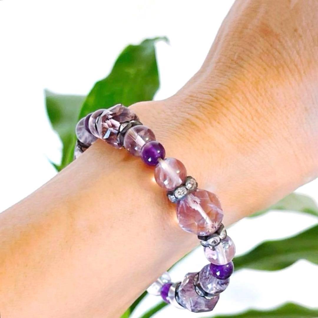 ラベンダーアメジスト　天然石ブレスレット　パワーストーン　アメジスト　天然石