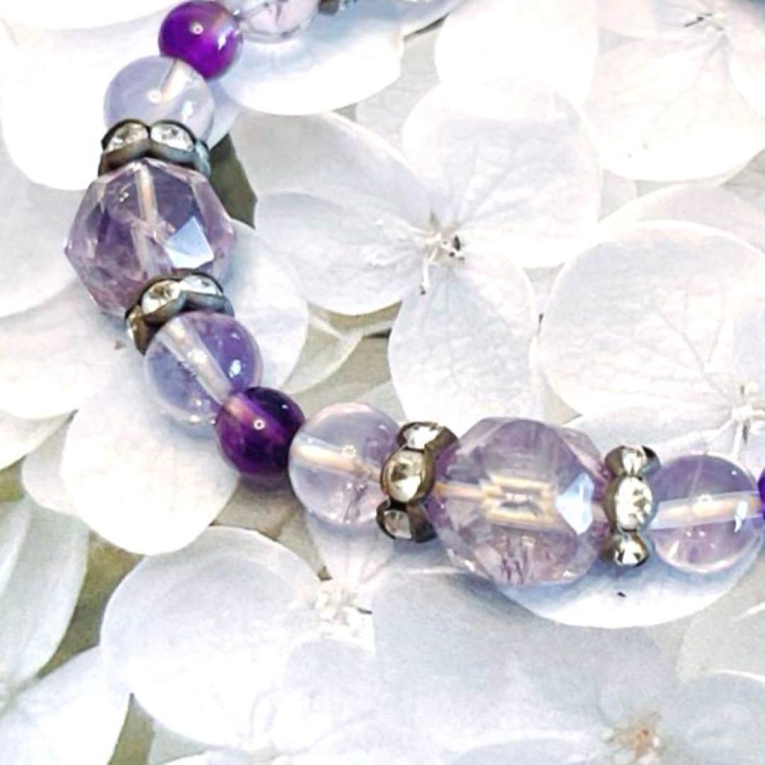 ラベンダーアメジスト　天然石ブレスレット　パワーストーン　アメジスト　天然石