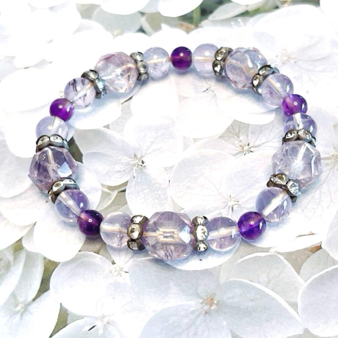 ラベンダーアメジスト　天然石ブレスレット　パワーストーン　アメジスト　天然石