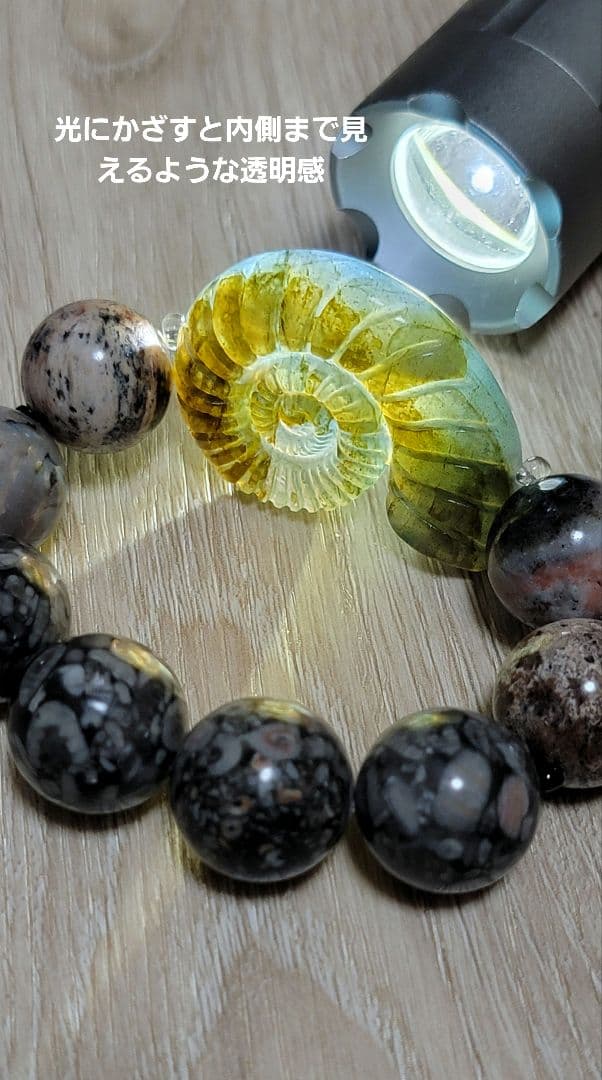 高品質ラブラドライトの【アンモナイト】【珊瑚の化石】【ウミユリの化石】No.3