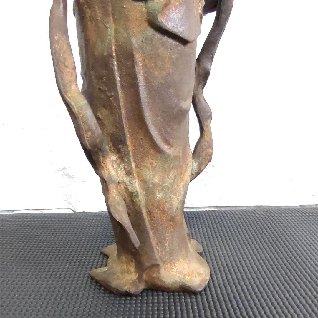 【希少 骨董品 旧家出物】大型 菩薩 立像 金箔銅像 51.2cm/5.2kg