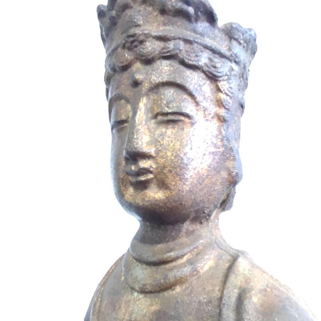 【希少 骨董品 旧家出物】大型 菩薩 立像 金箔銅像 51.2cm/5.2kg