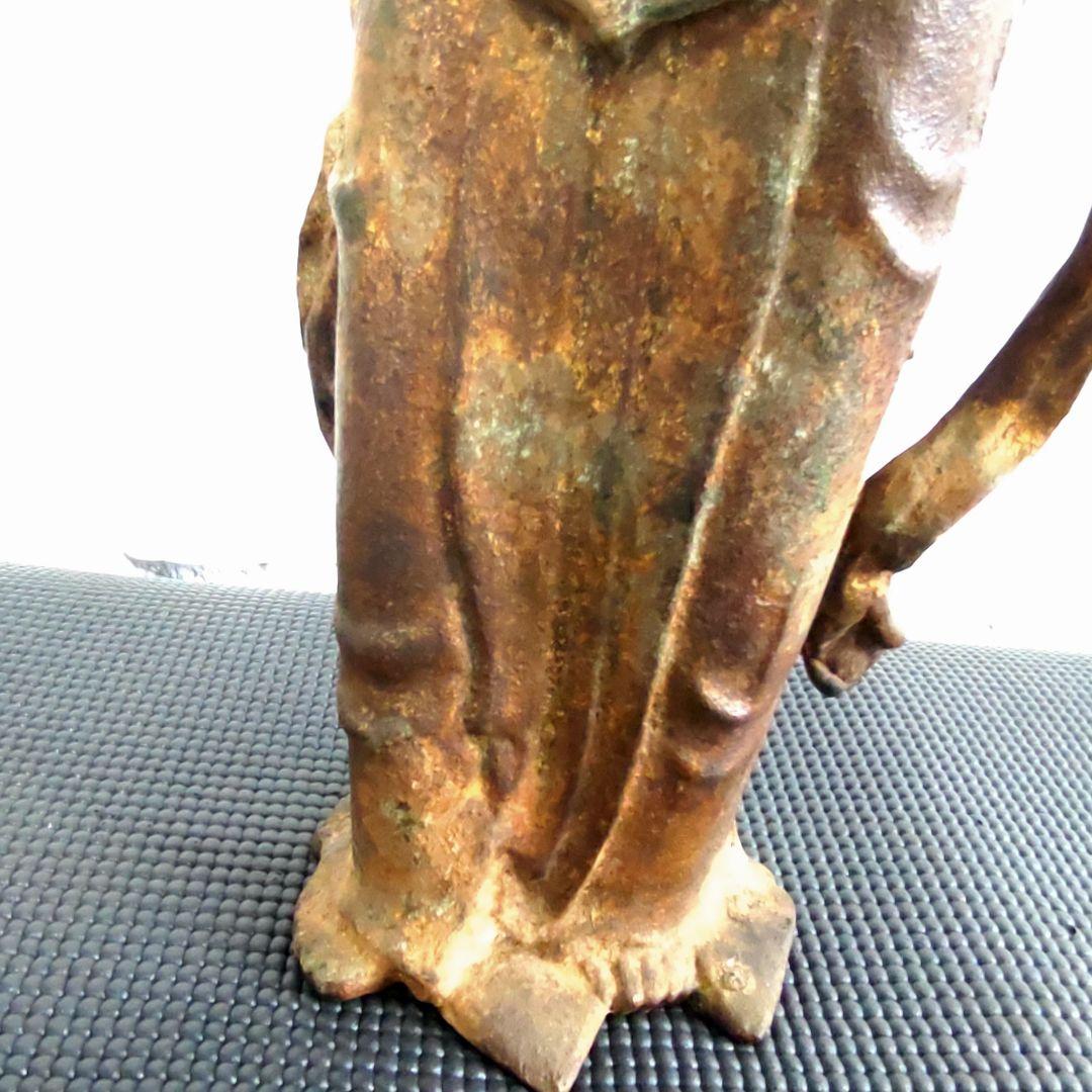 【希少 骨董品 旧家出物】大型 菩薩 立像 金箔銅像 51.2cm/5.2kg