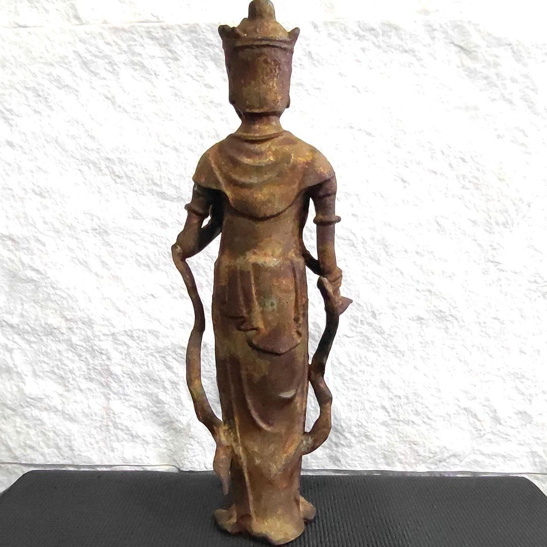 【希少 骨董品 旧家出物】大型 菩薩 立像 金箔銅像 51.2cm/5.2kg