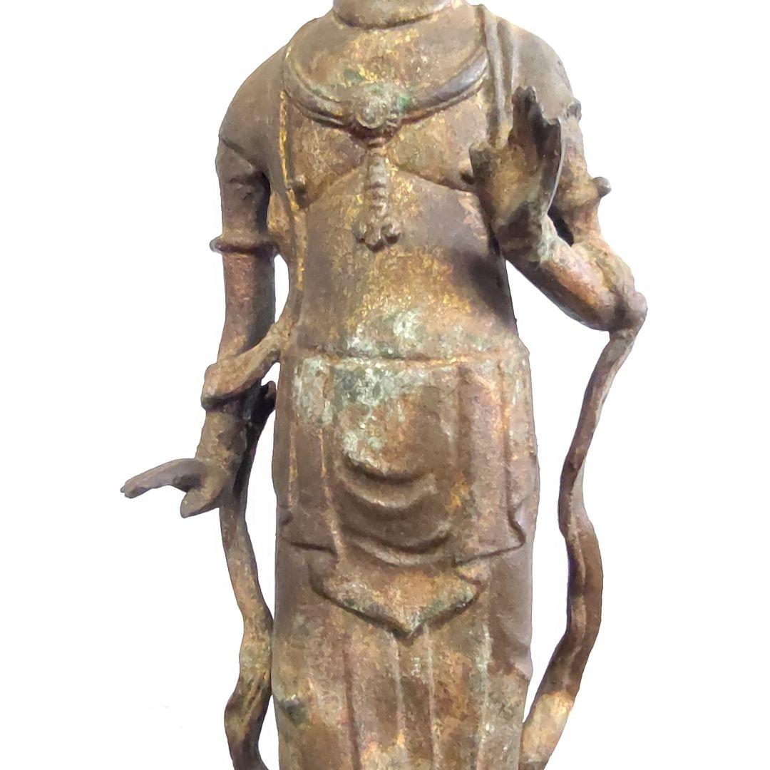 【希少 骨董品 旧家出物】大型 菩薩 立像 金箔銅像 51.2cm/5.2kg