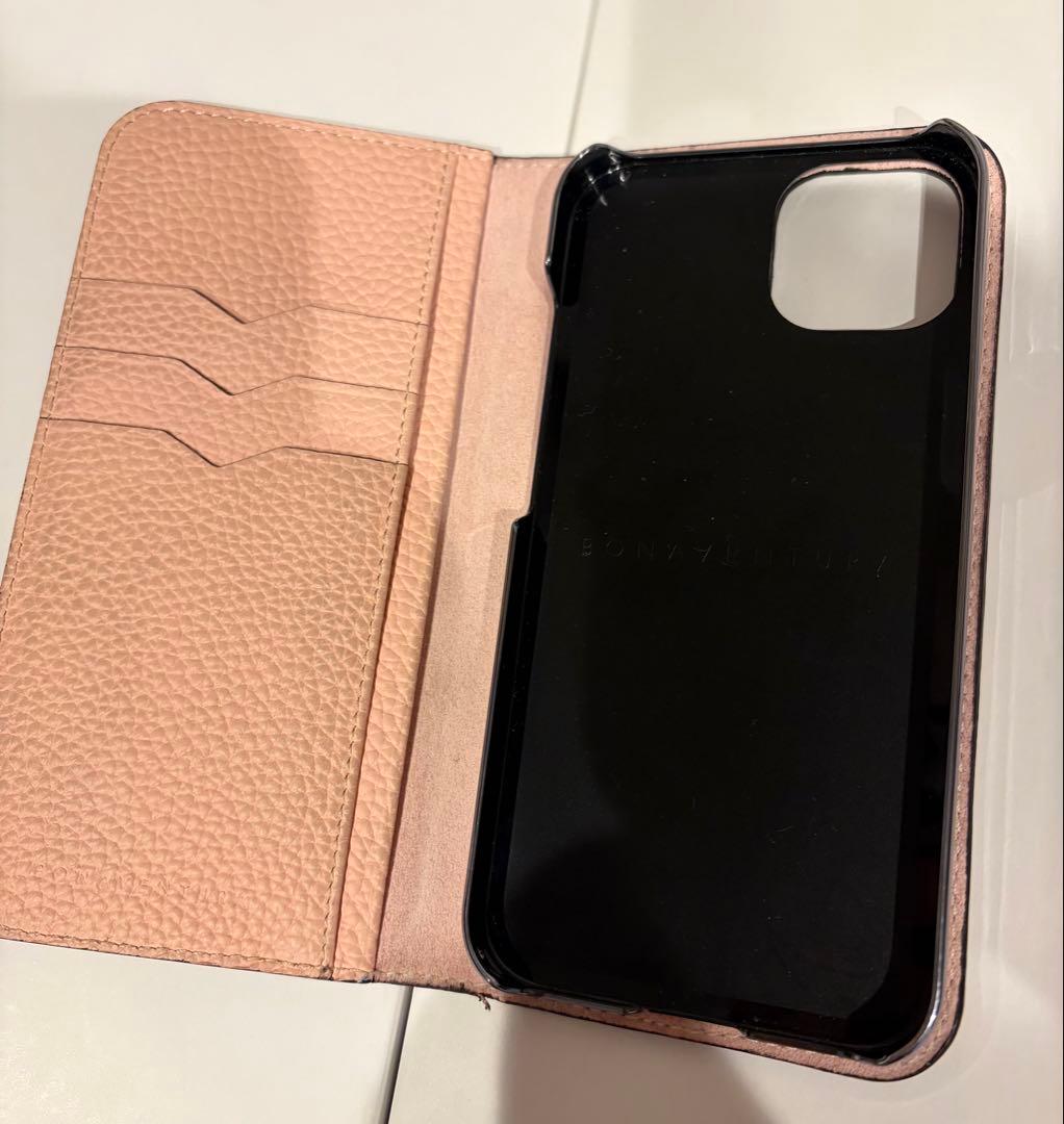 ボナベンチュラ ダイアリーケース iPhone13 グレージュ×サクラ