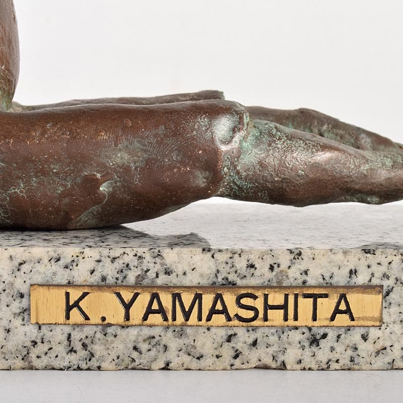 ブロンズ像　K.YAMASHITA　女性像　大理石台付 　置物 　M　R4757