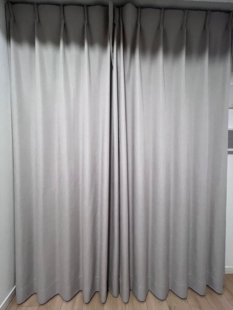 裏地付きオーダーカーテン リプス ライト１グレー 1.5倍ヒダ