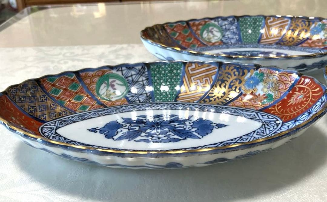 美濃焼　三洋陶器　龍峰窯　金彩祥瑞　楕円皿3枚