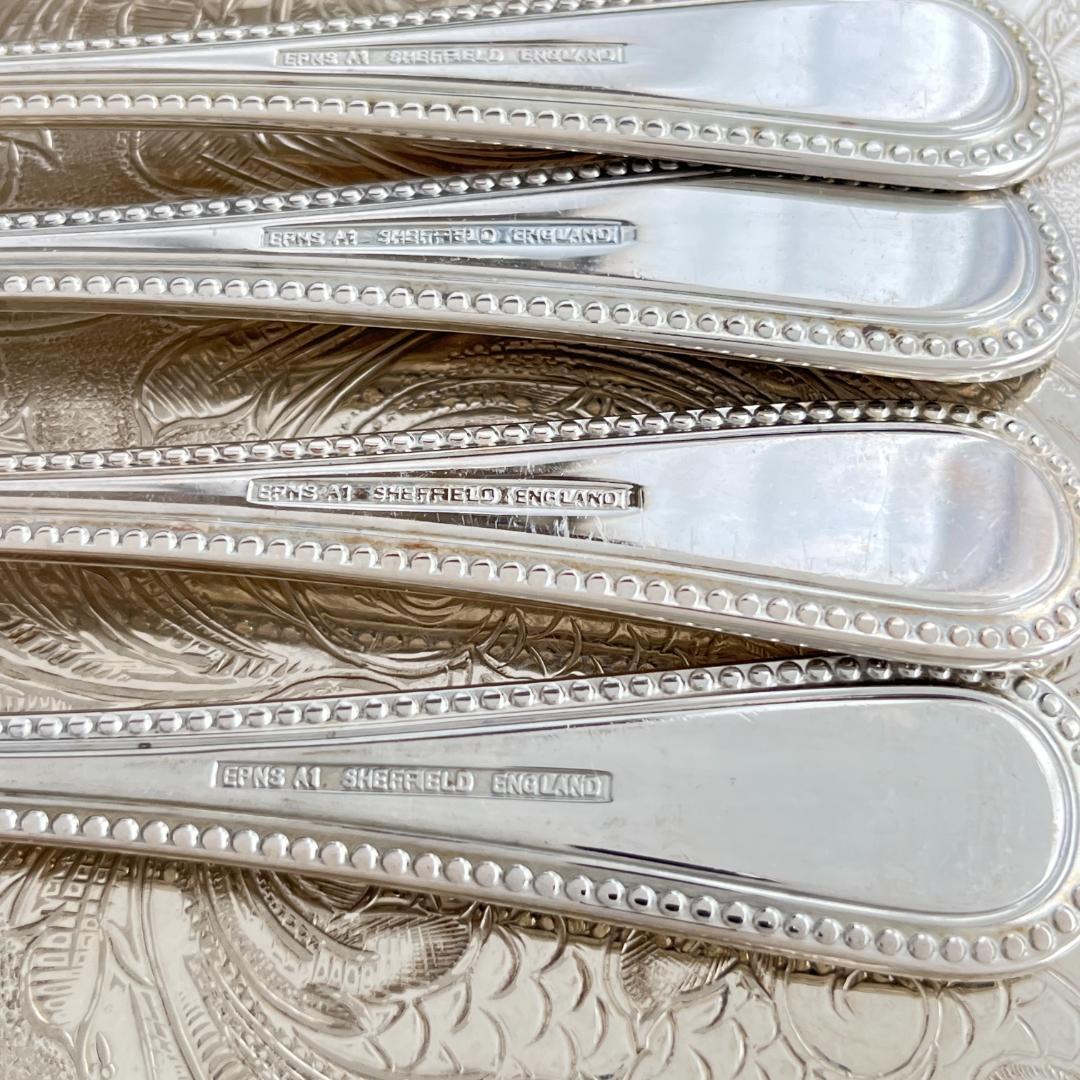 【英国】パールのデザートセット 4名用16本組 A1プレート