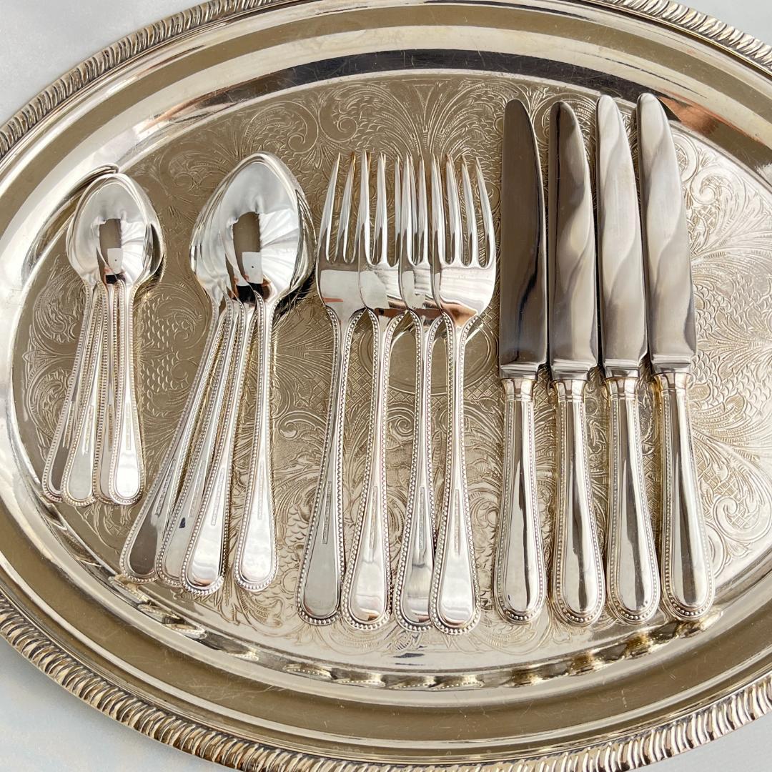 【英国】パールのデザートセット 4名用16本組 A1プレート