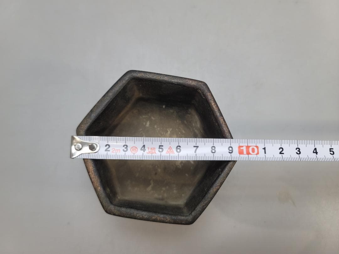 古銅 六角 筆洗 文房四宝 在銘 時代物 DT817