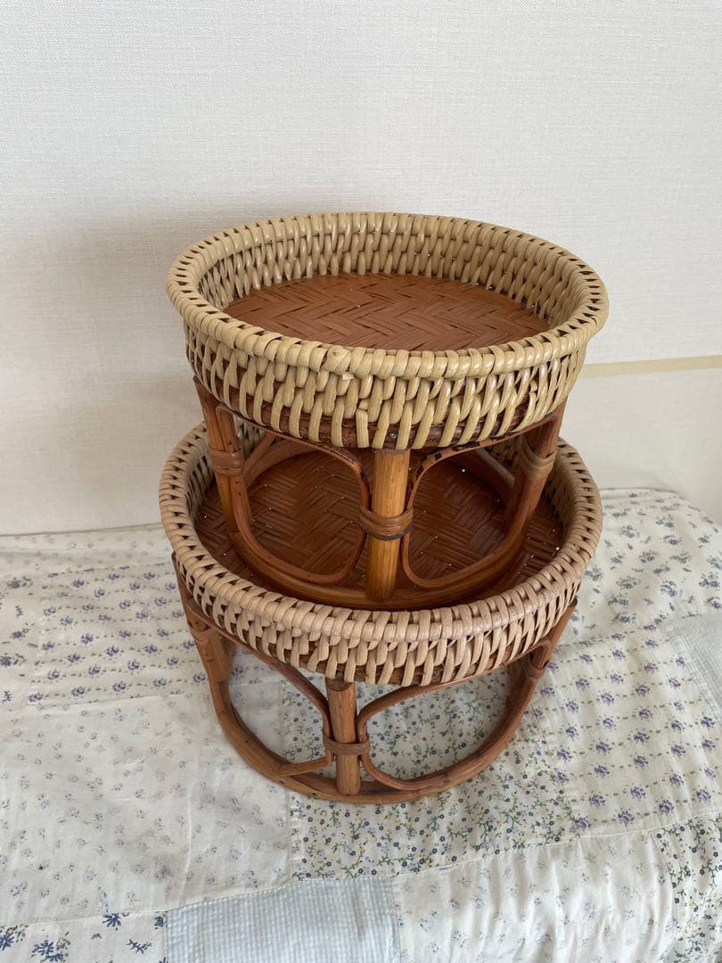 タイチェンマイの伝統的編みかご　2点　籐/ラタン /竹
