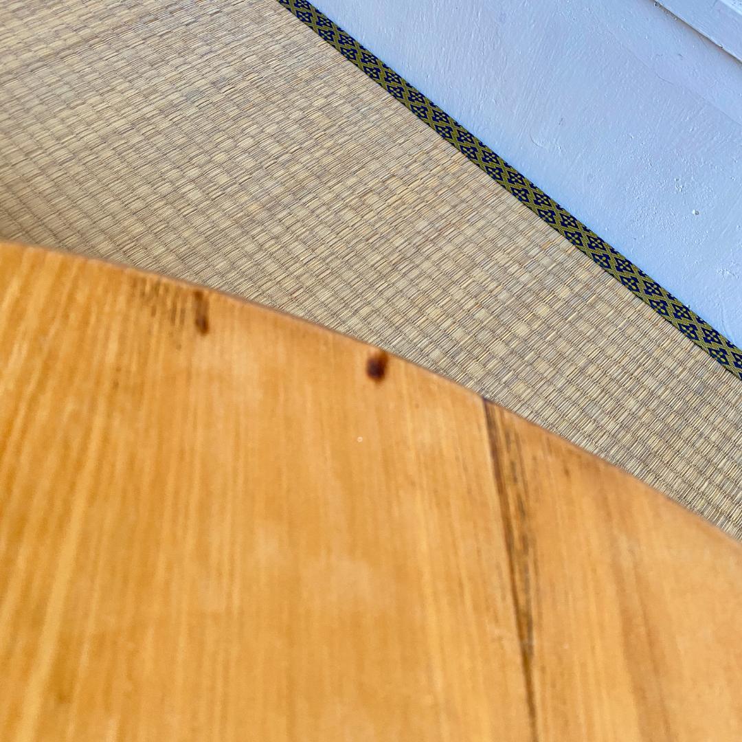 昭和レトロ ちゃぶ台 直径87cm 無塗装 無垢材 建具屋製 折りたたみ ④