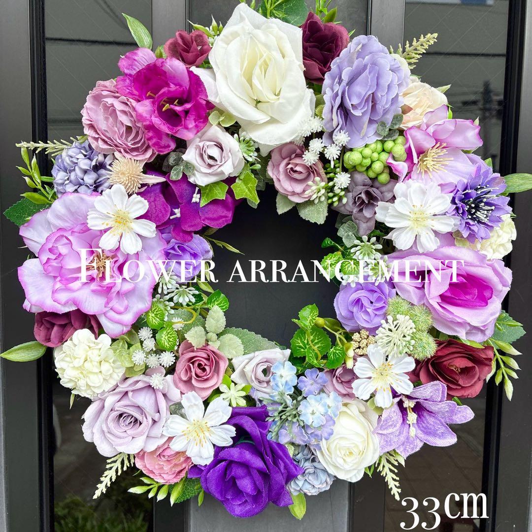 コスモスプロフ✳️フラワーリース✳️Blue➕purple❤️玄関リース☆造花＊