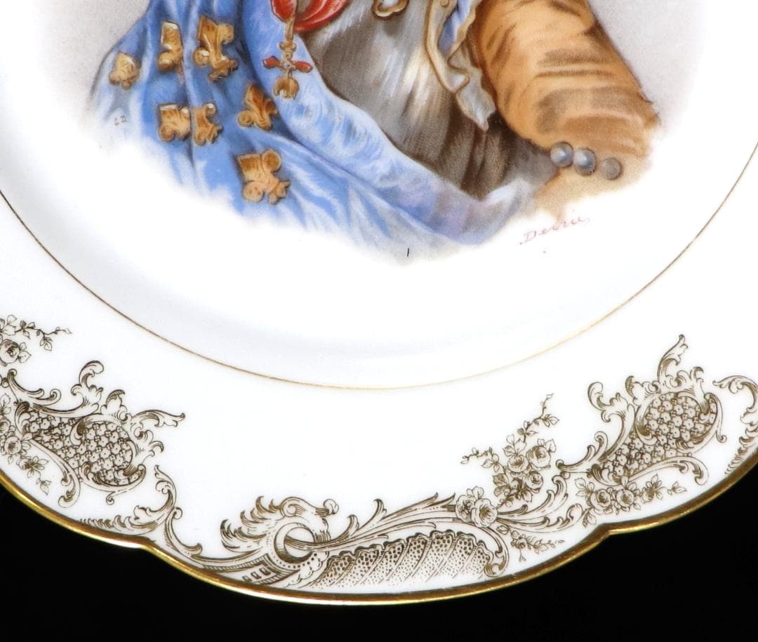 オールド・セーブル 1846年製 フランス王ルイ15世 金彩大型24cm 飾り皿