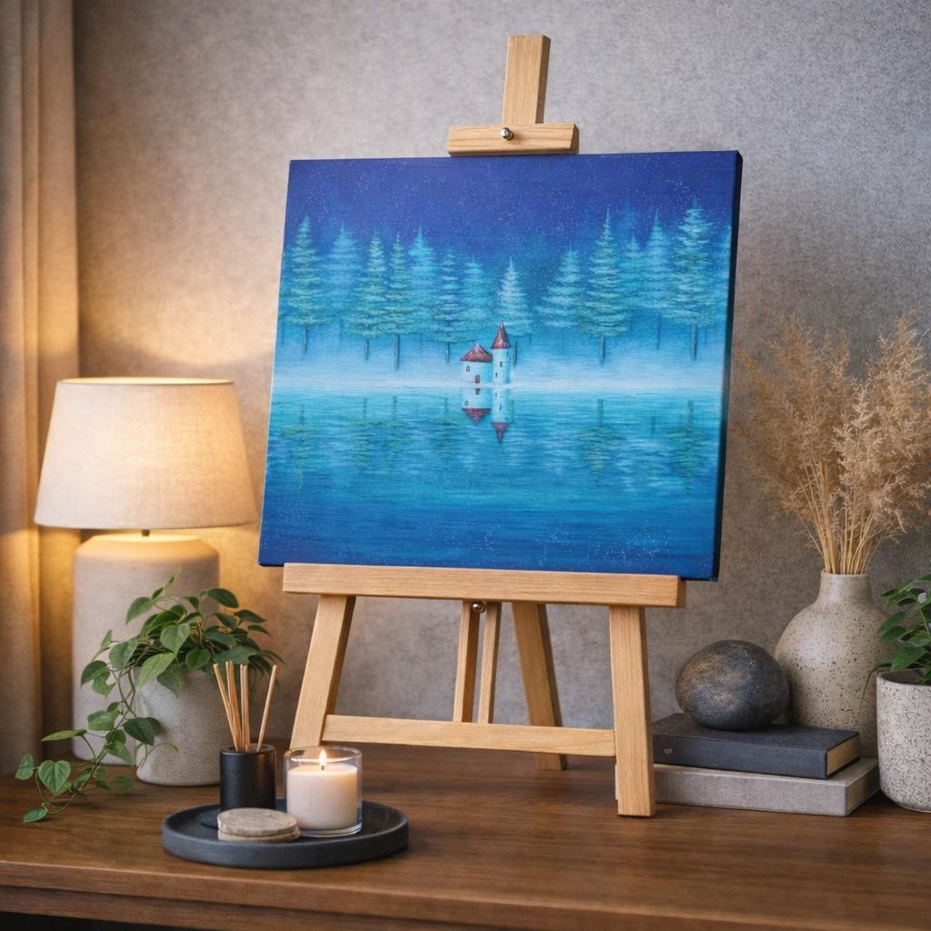 『white and silence』　アクリル画/絵画/抽象画/風景画/冬