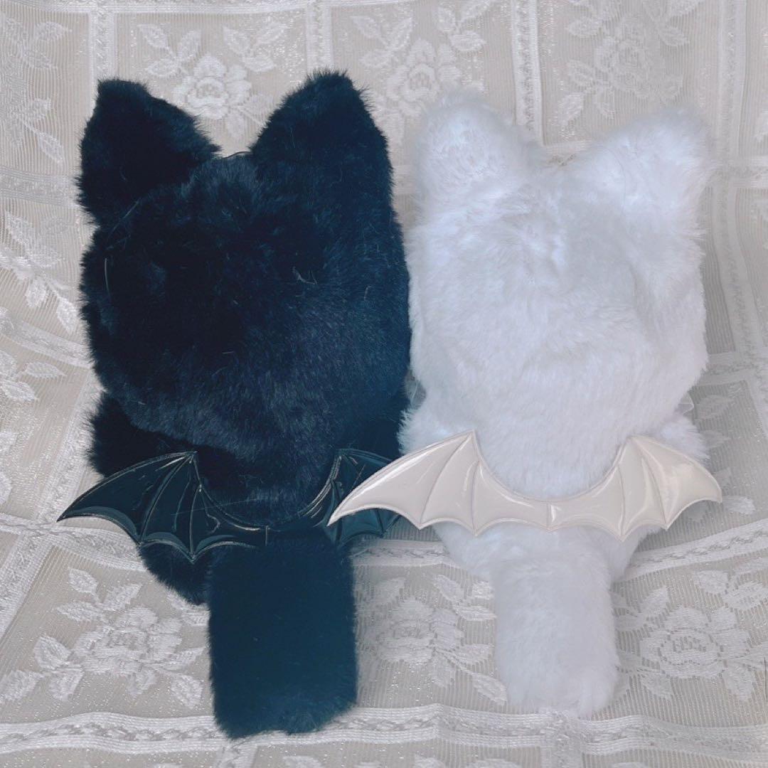 b176 ぬい服 12cm ちびぐるみ 着ぐるみ おすわり 悪魔 白黒猫セット