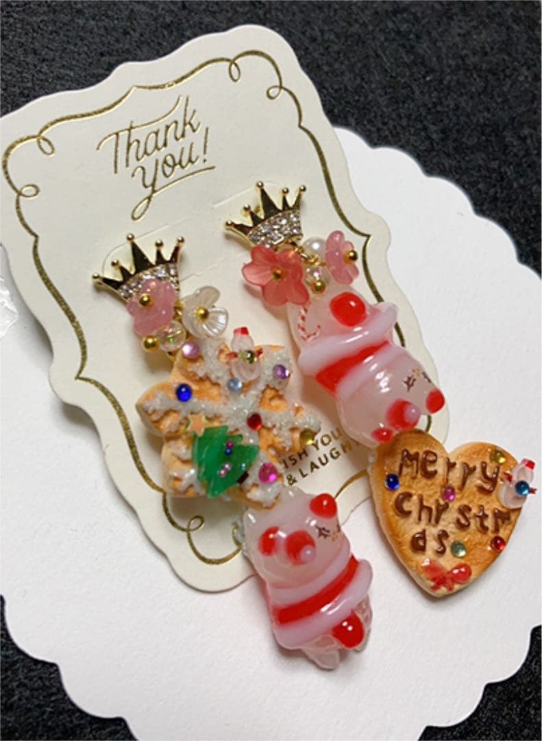 レジンピアス☆クリスマス猫ちゃん③