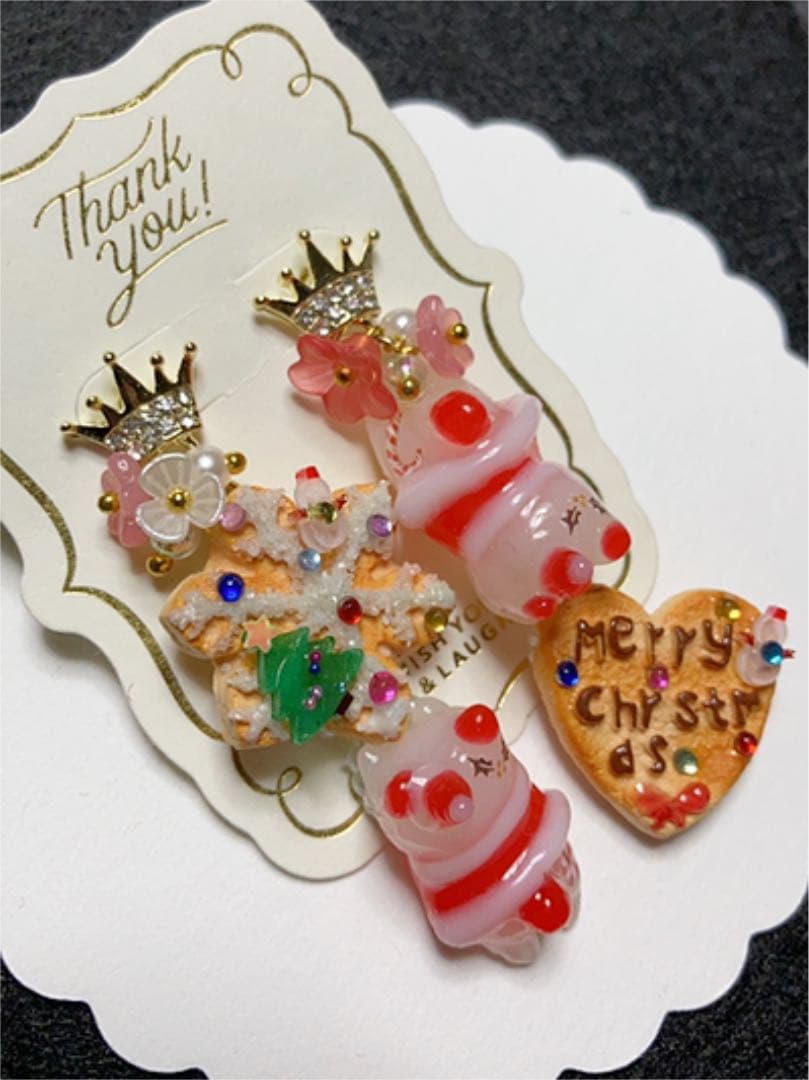 レジンピアス☆クリスマス猫ちゃん③