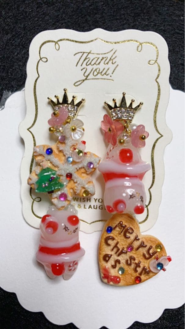 レジンピアス☆クリスマス猫ちゃん③