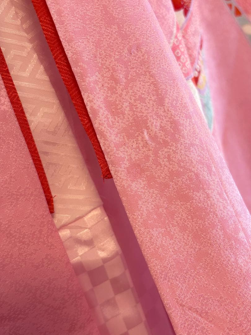 七五三 7歳 正絹着物 ピンク 四季花 束熨斗M2509021