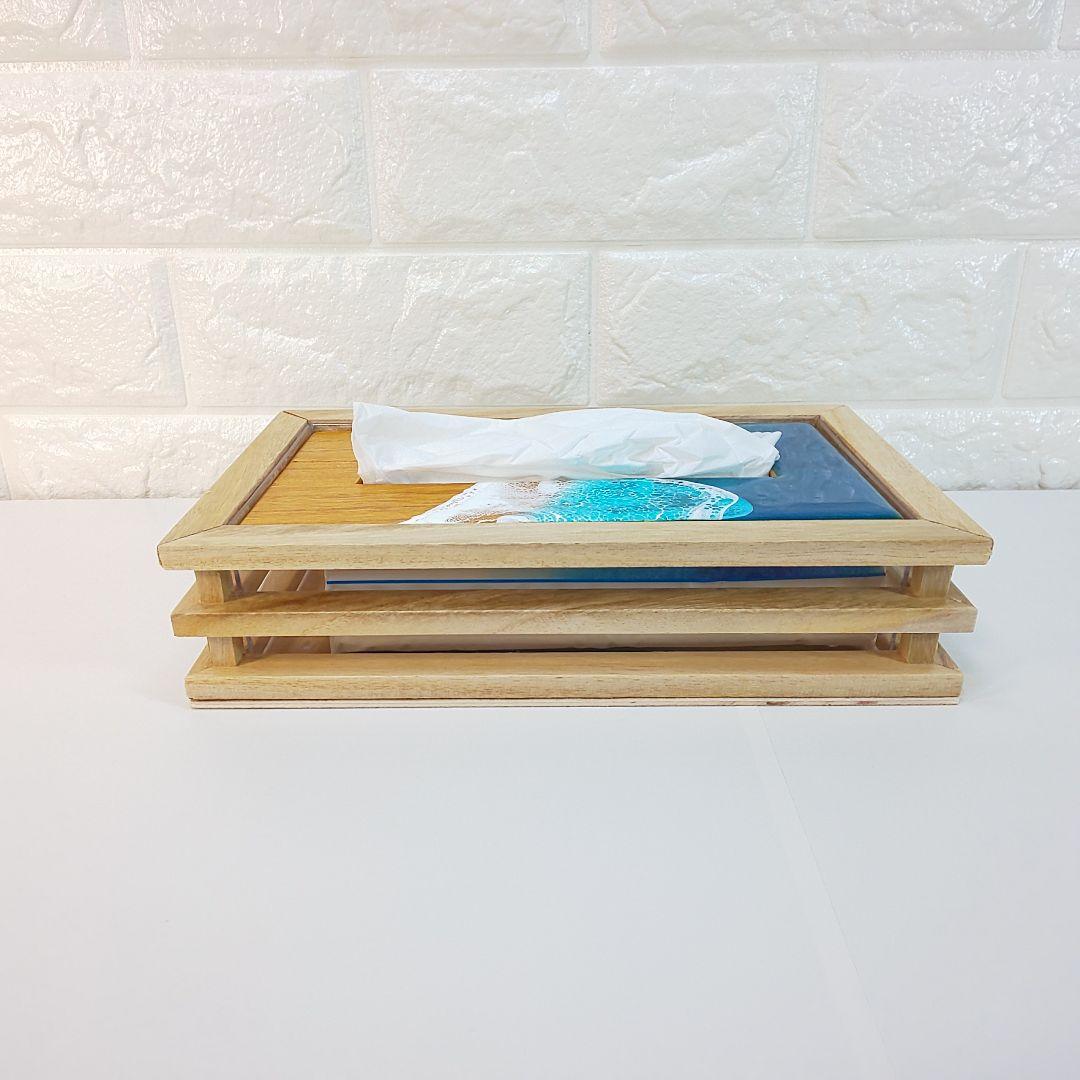 【1204】オーシャンアート　ティッシュケース　海レジン　インテリア　雑貨