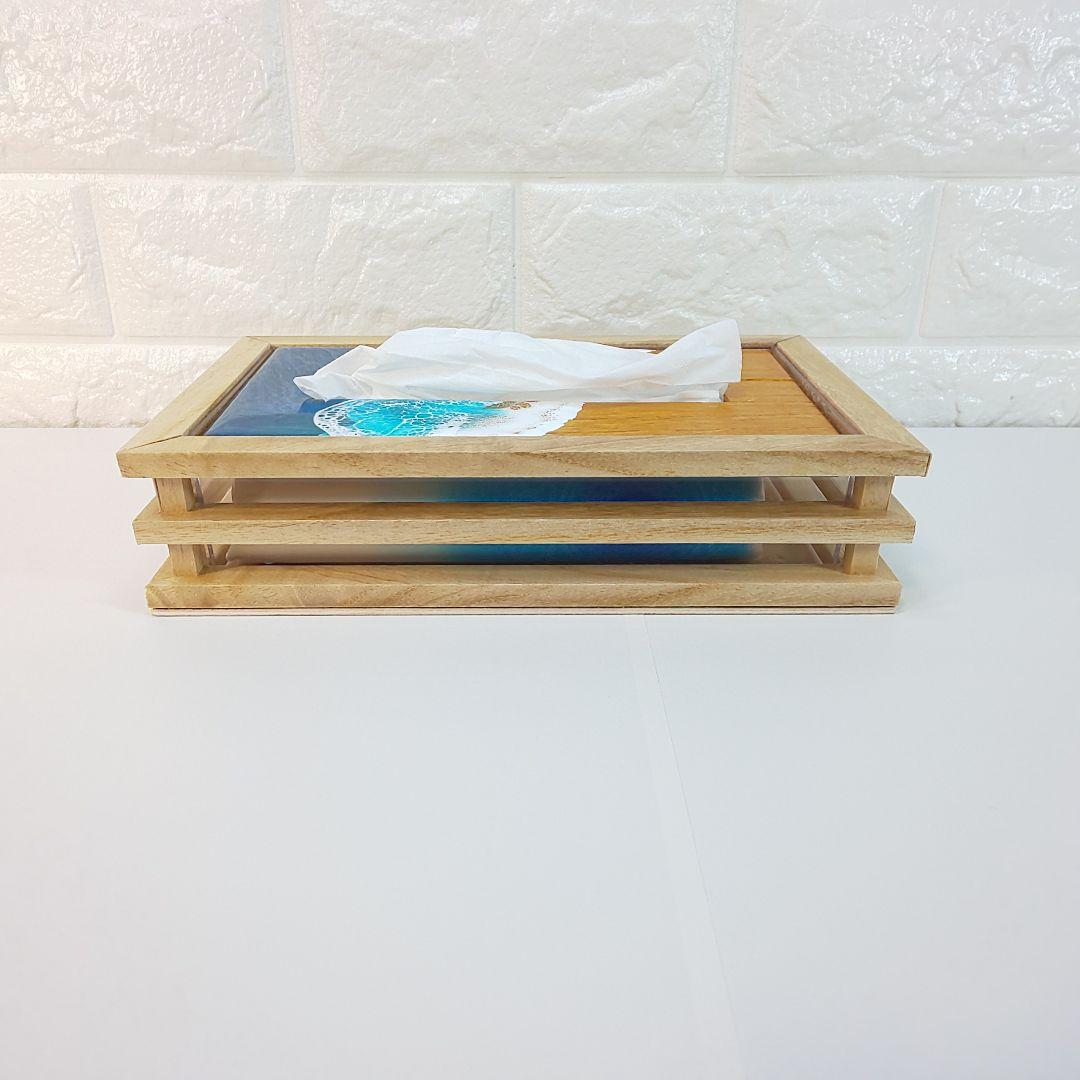 【1204】オーシャンアート　ティッシュケース　海レジン　インテリア　雑貨